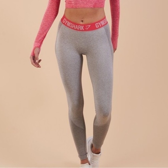 Gymshark Women’s Flex Leggings Gray / Pink  XS - Picture 1 of 11
